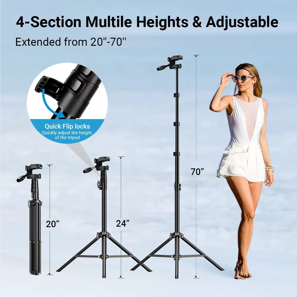 Selfie Stick Tripod Stand Aluminum Alloy 180cm for  Smartphone Camera