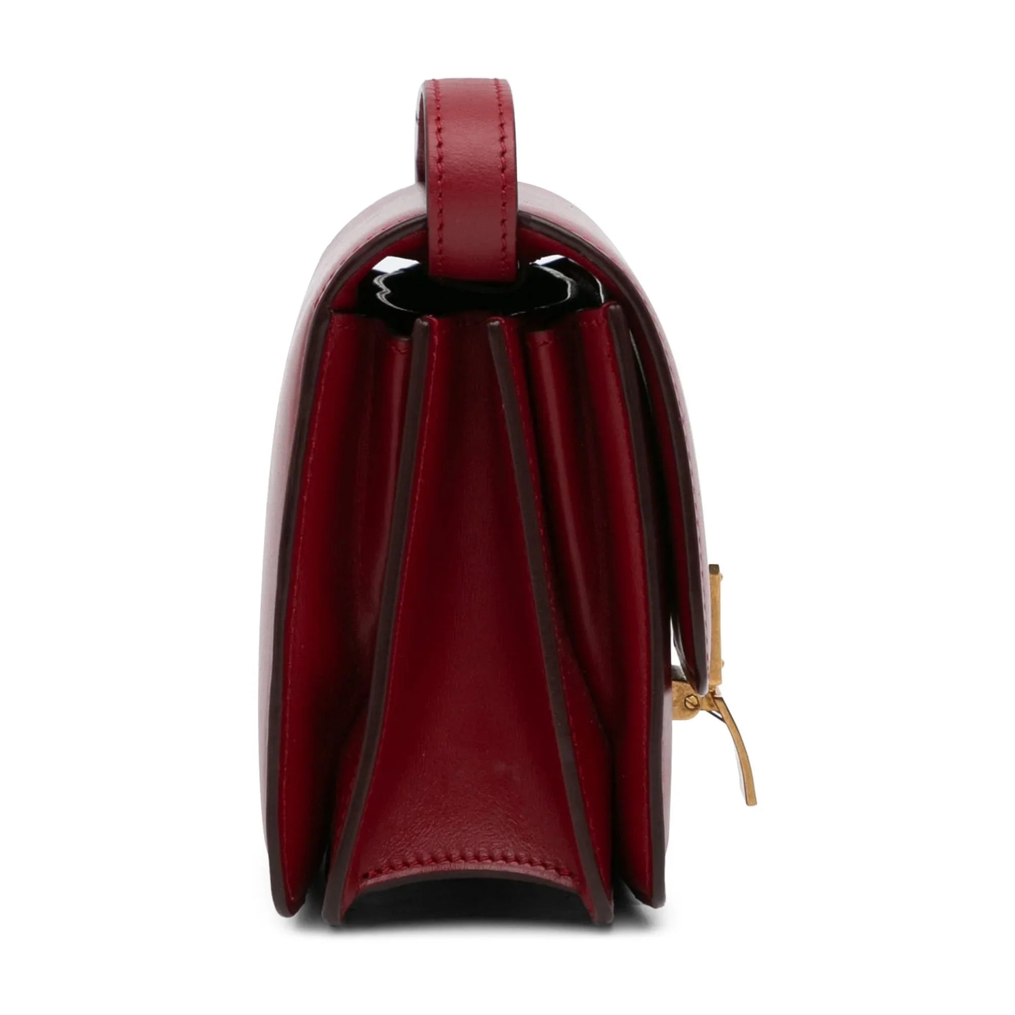 Pre-Owned Authenticated Celine Small Classic Box Calf Leather Red Crossbody Bag Unisex (Good)