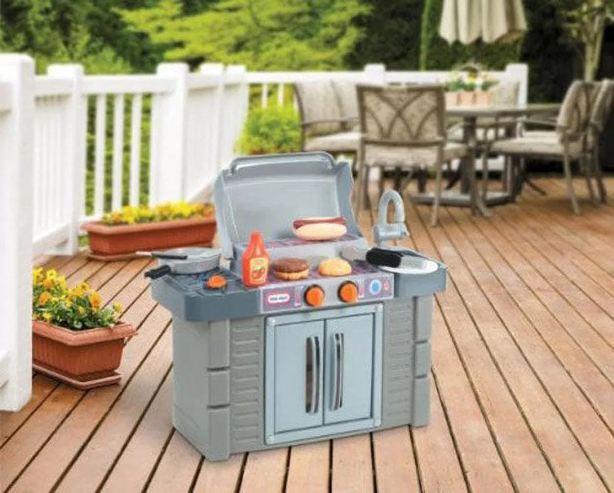 Little Tikes Cook 'n Grow  Grill 8-Piece Pretend Play Kitchen Toys Playset, Gray, For Kids Toddlers Boys Girls Ages 2 3 4+