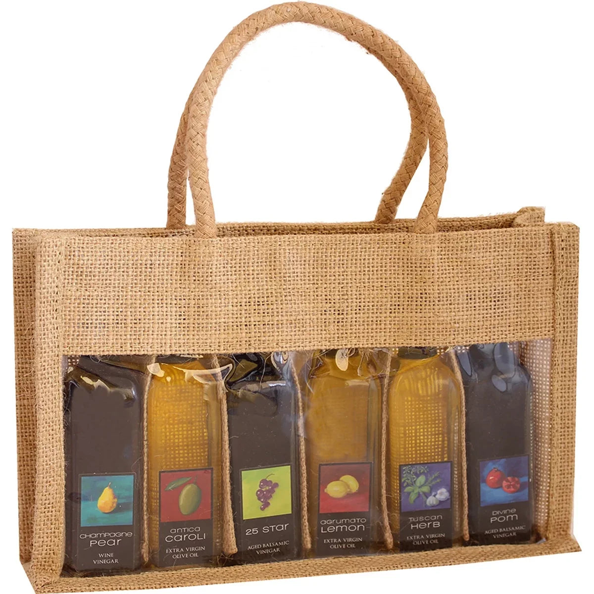 Home & Garden 10" OJ6 Sampler Natural Brown Jute 6 Sample Bottle Olive Oil Bags