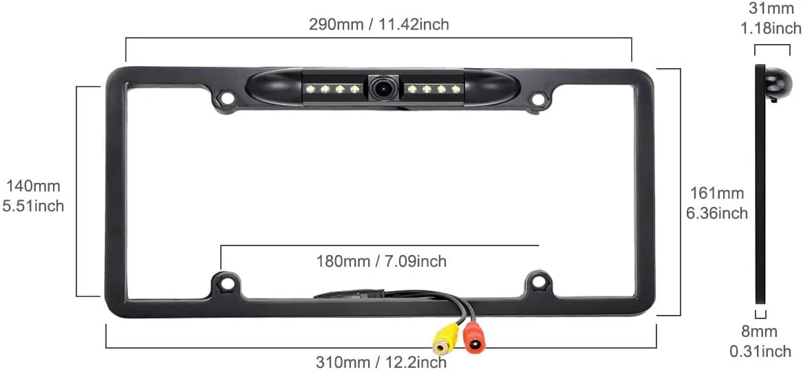 Backup Camera Rearview License Plate Frame for  KWV66BT -V66BT Black