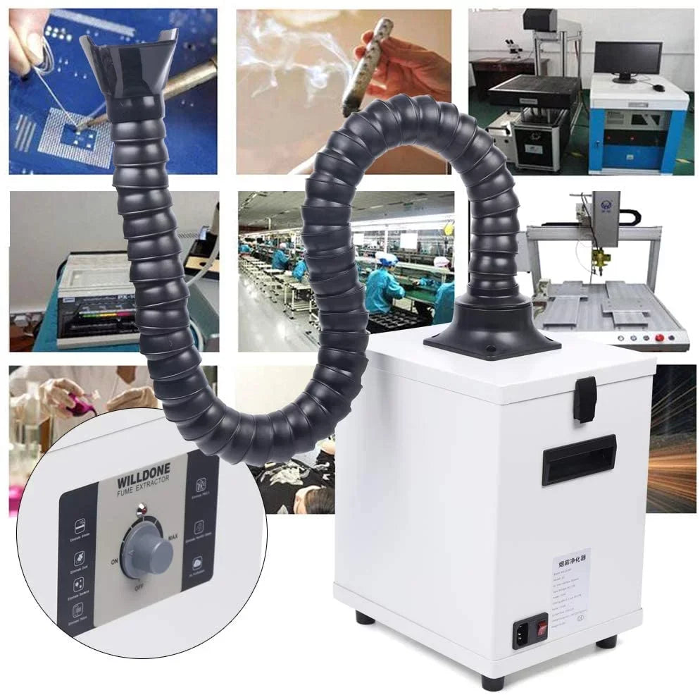 Fetcoi Fume Extractor With Hose, 3-Layer Filter Smoke & Air Purifier Singel-Head 360° Rotatable