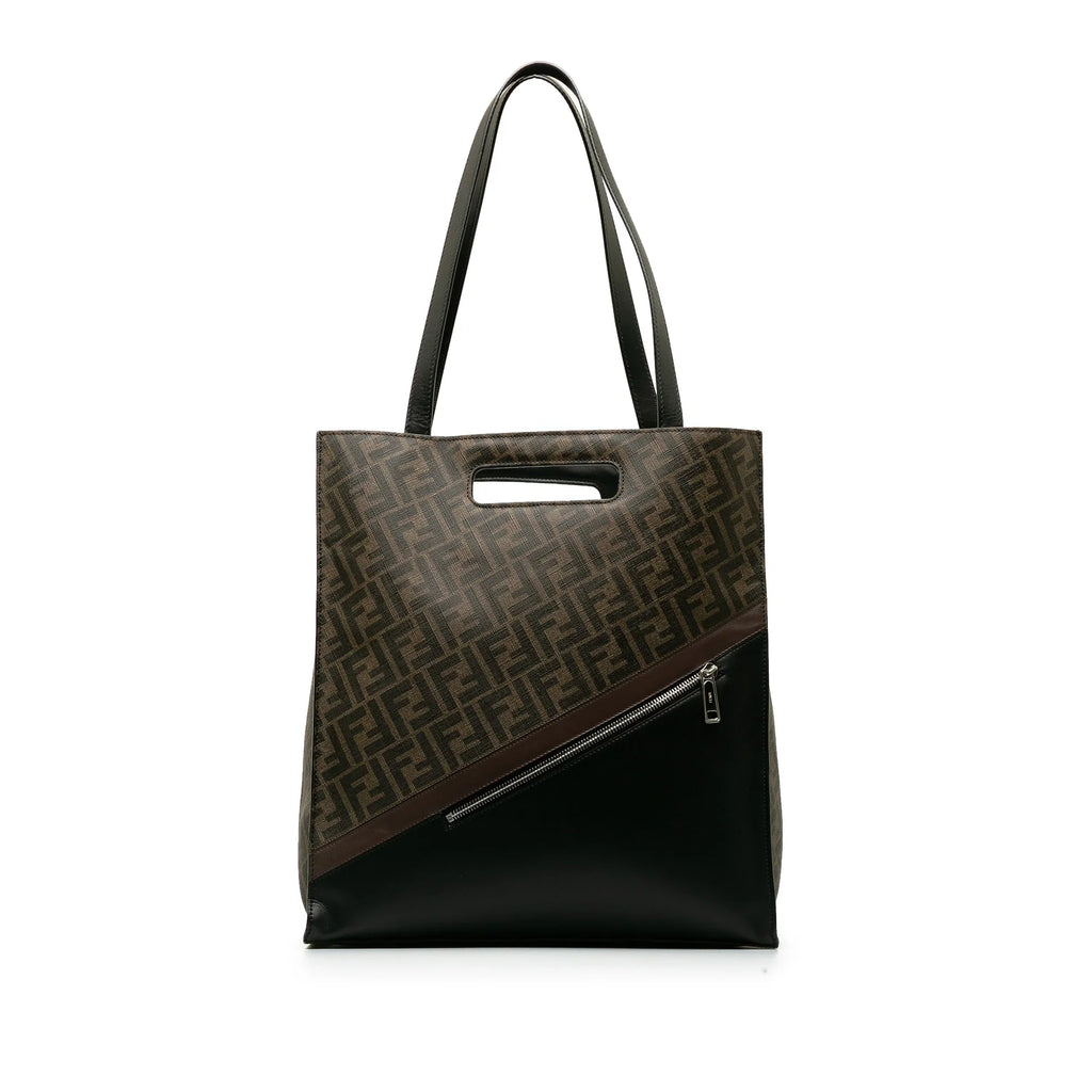 Pre-Owned Authenticated Fendi 1974 Zucca Shopping Tote Coated Canvas Fabric Brown Satchel Unisex (Good)