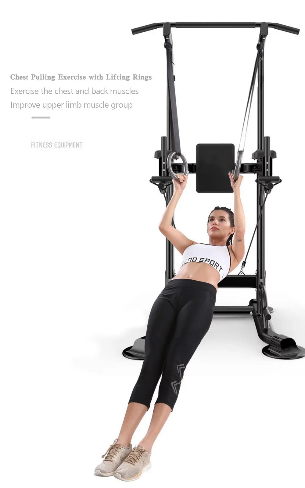Pull-Up Bars & Squat Bar Power Tower Dip Stands Strength Training for Home Gym