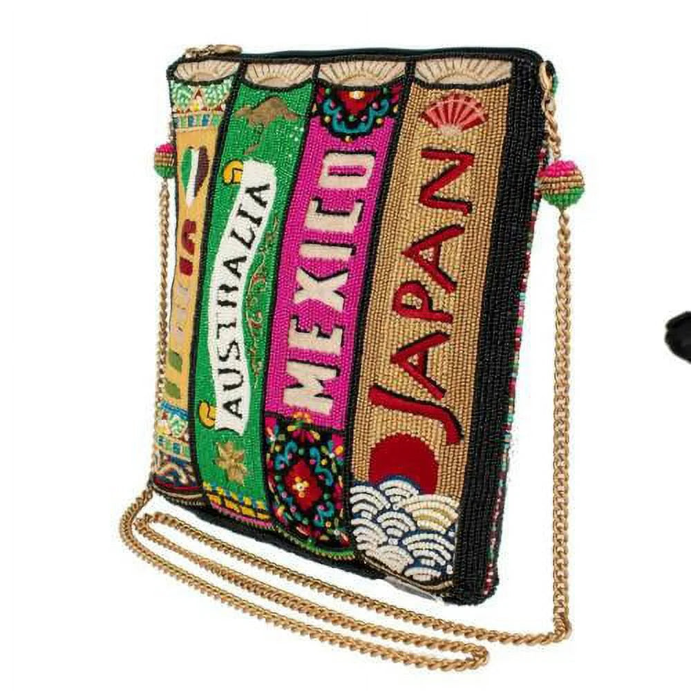 Mary Frances Well Traveled Black Books Spring Beaded Crossbody Handbag