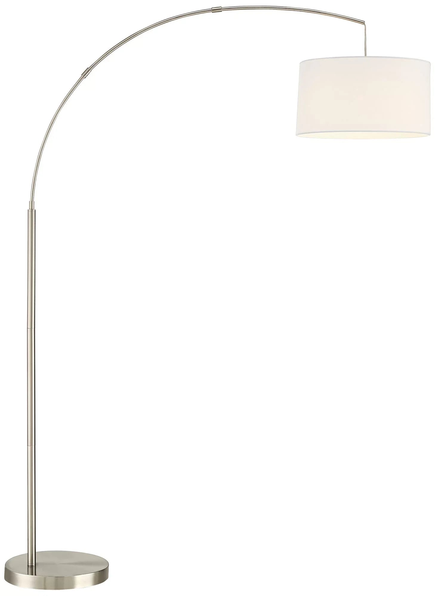 360 Lighting Cora Modern Arc Floor Lamp Standing 72" Tall Brushed Nickel Metal White Linen Drum Shade for Living Room Reading Bedroom Office House