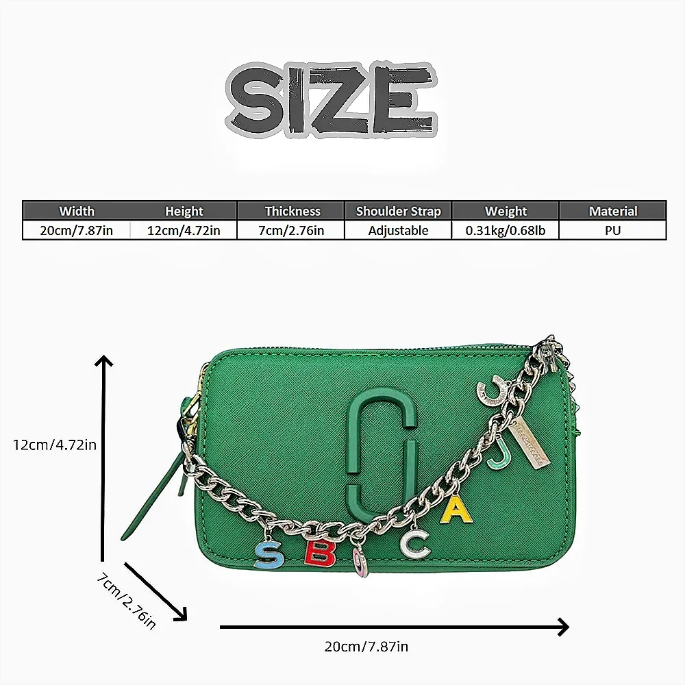 Women's Beige Leather Cross body Snapshot Bag with Logo Chain Strap