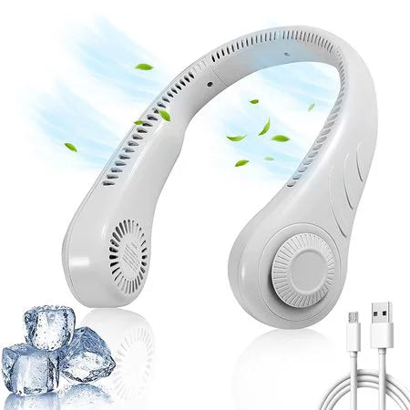 Portable Mini Fan Neckband Bladeless Neck Hanging Cooler  Rechargeable Fan , 3 Speed Adjustable For Home Office Outdoor