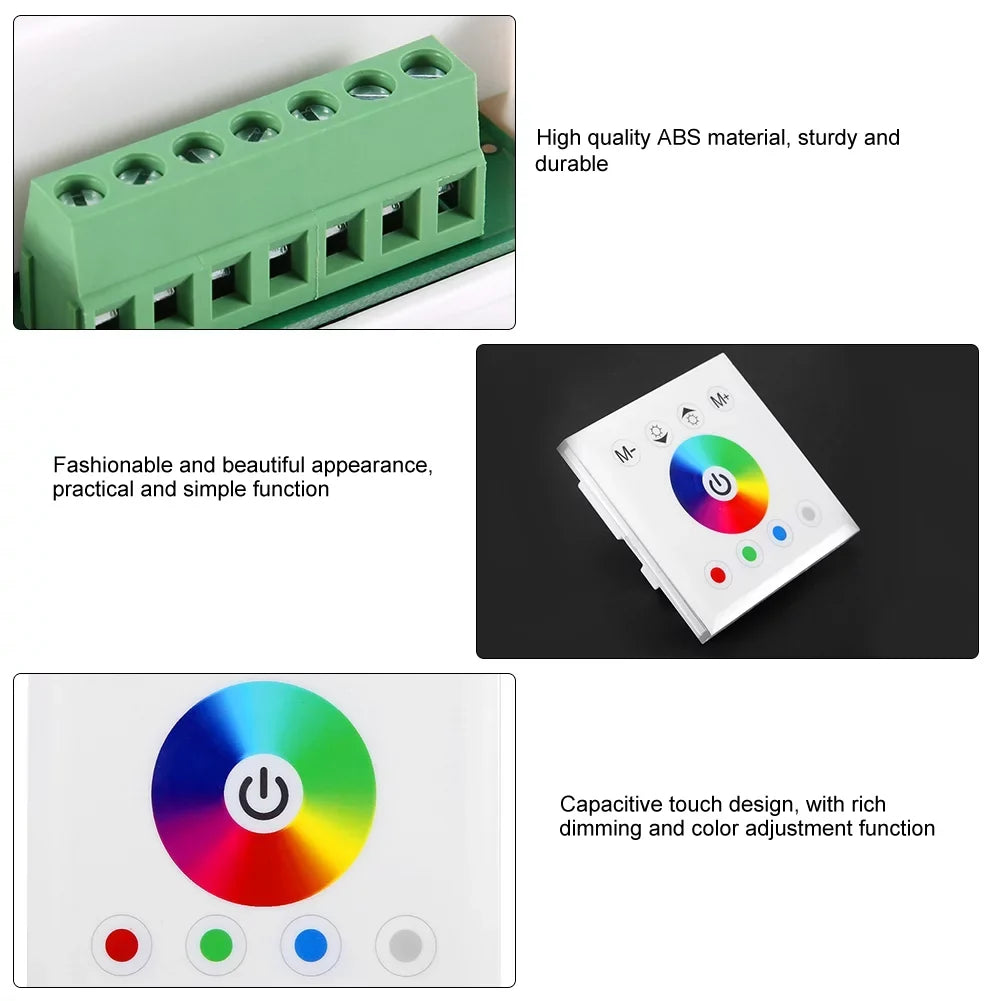 Ftory  Touch Panel Controller - Wall Mounted Colorful   Touch Panel Controller Dimmer Switch for  Strip Light(white)