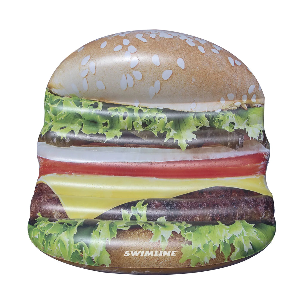 Inflatable Brown Cheeseburger Deluxe Island Swimming Pool Float 60-Inch