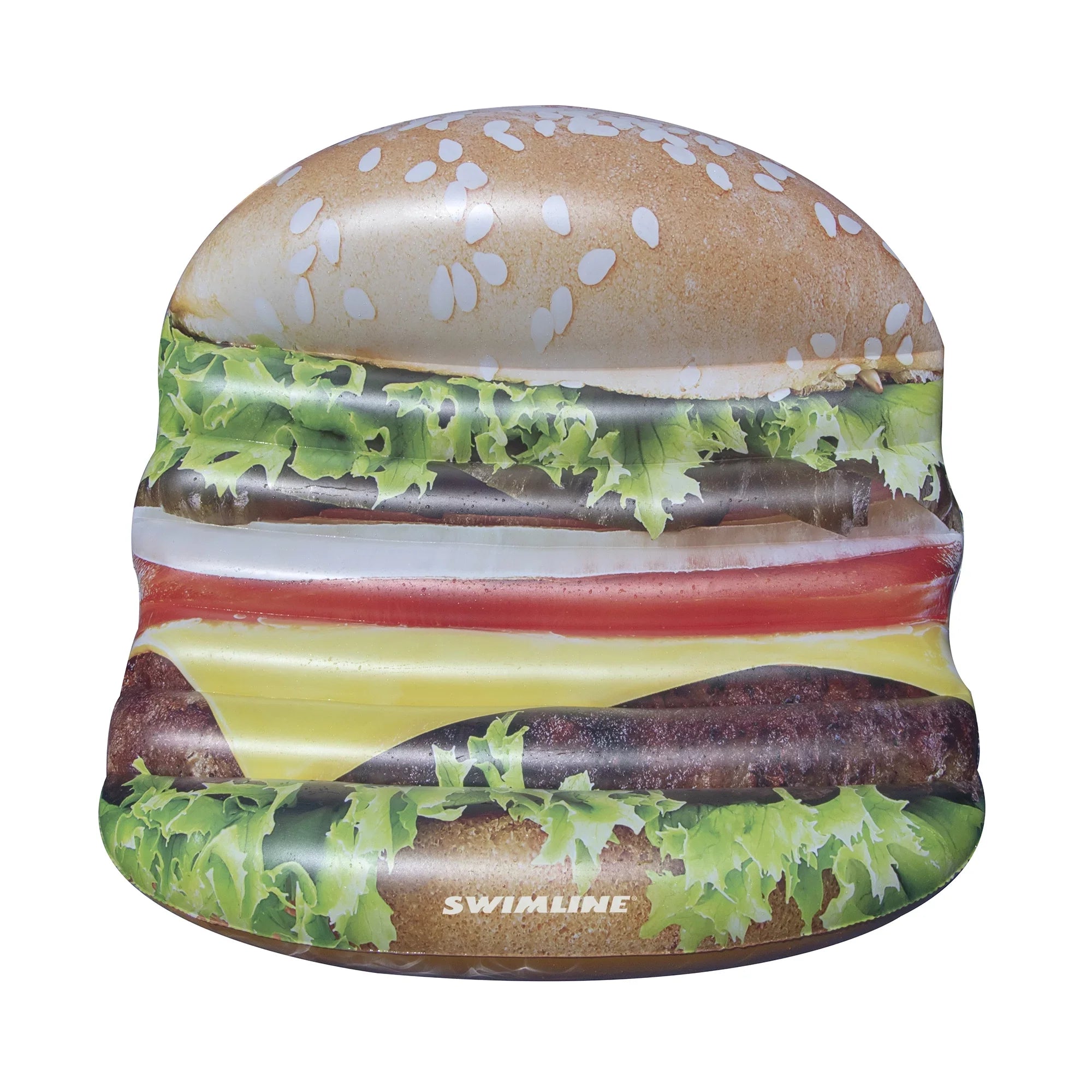 Inflatable Brown Cheeseburger Deluxe Island Swimming Pool Float 60-Inch