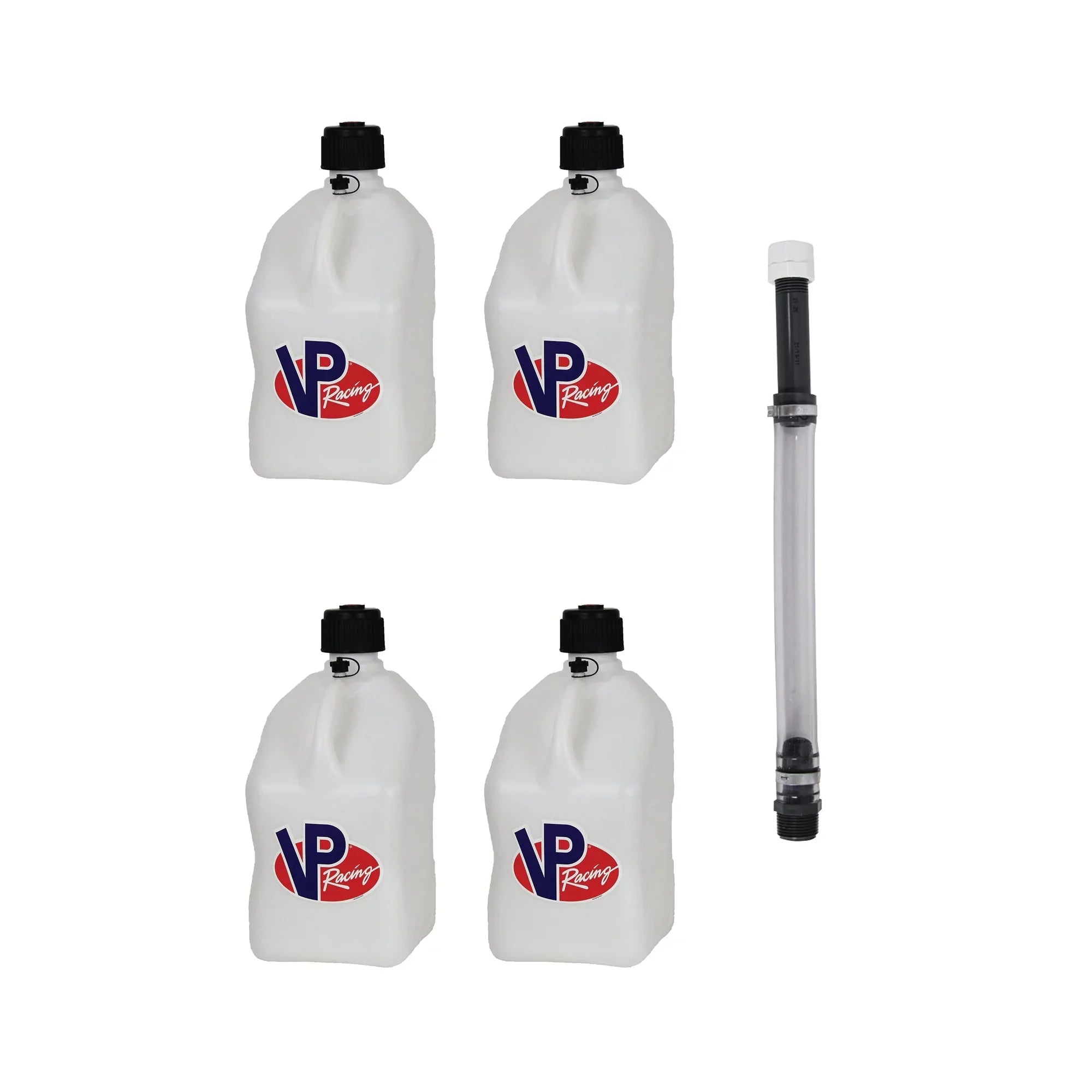 Racing Fuels 5.5 Gal Utility Jugs (4 Pack) w/ 14 In Standard Hose, White