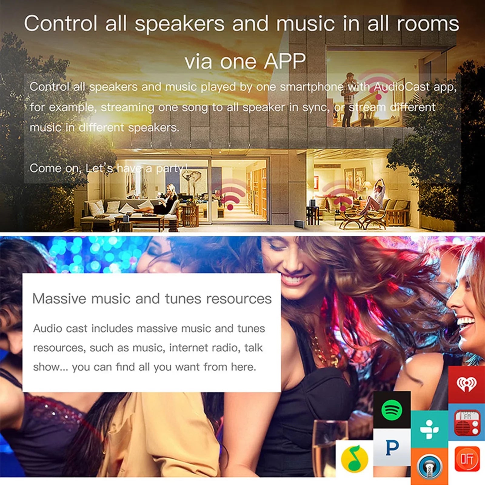 Music Receiver Yabuy M5  Receiver Airplay   & Android Airmusic 2.4G  Audio Speaker for Spotify Wireless Sound Streamer