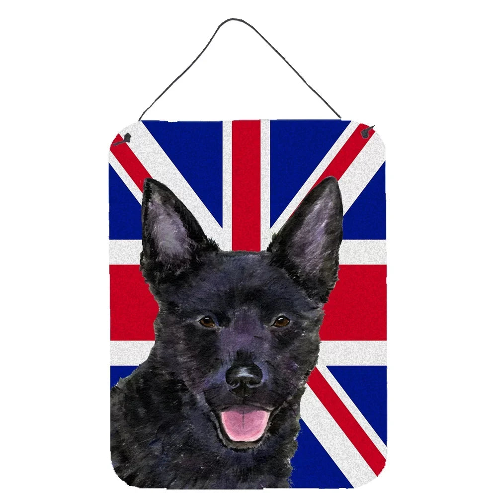 Dog Art with English Union Jack British Flag Wall or Door Hanging Prints