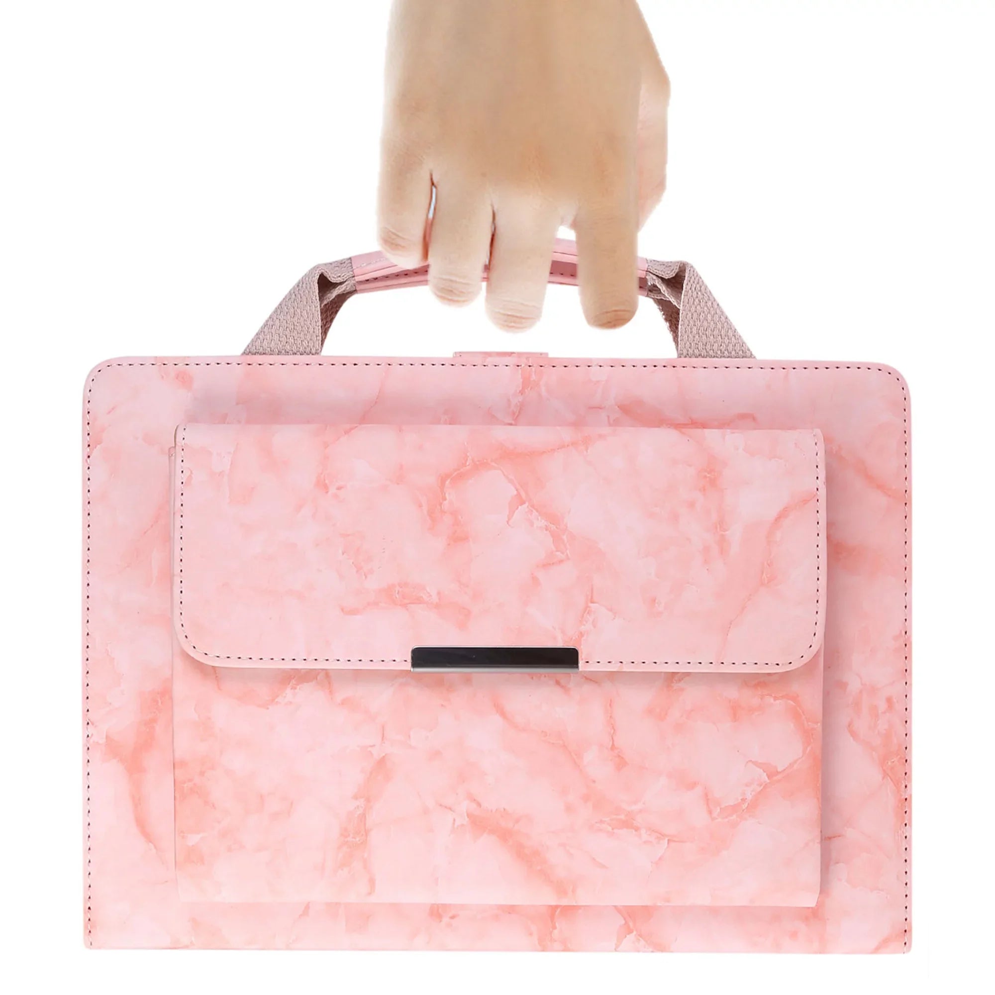 iPad 6th Generation Case, iPad 5th Gen Case, iPad Air 2 & 1st/iPad Pro 9.7 Case, Dteck Multi-Angle Stand Magnetic  Leather Bag Folio Cover with Handle Document Pocket [Auto Wake/Sleep], Pink Marble