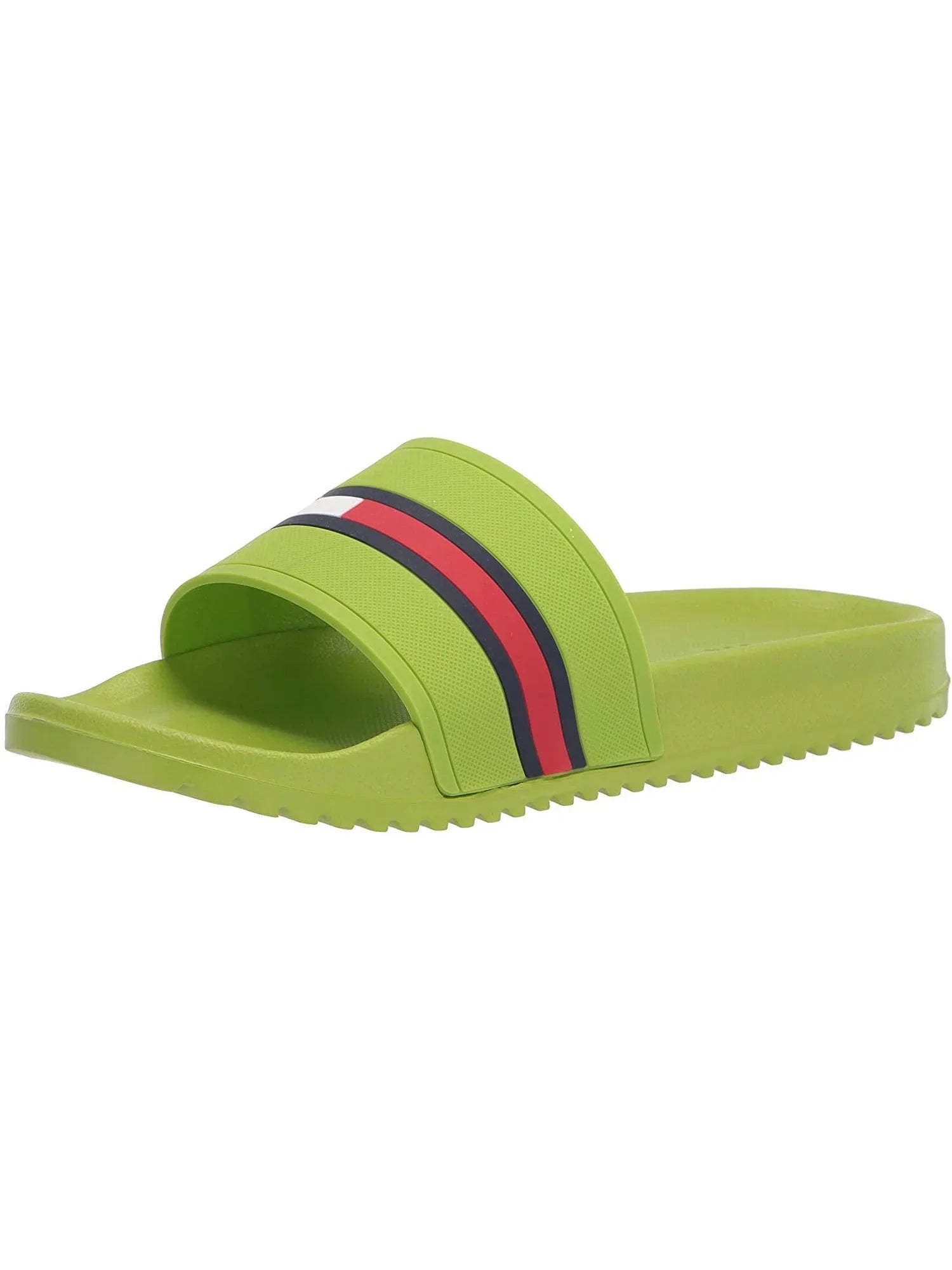 Mens Green Colorblocked Stripe Comfort Redder Round Toe Slip On Slide Sandals Shoes 9 M