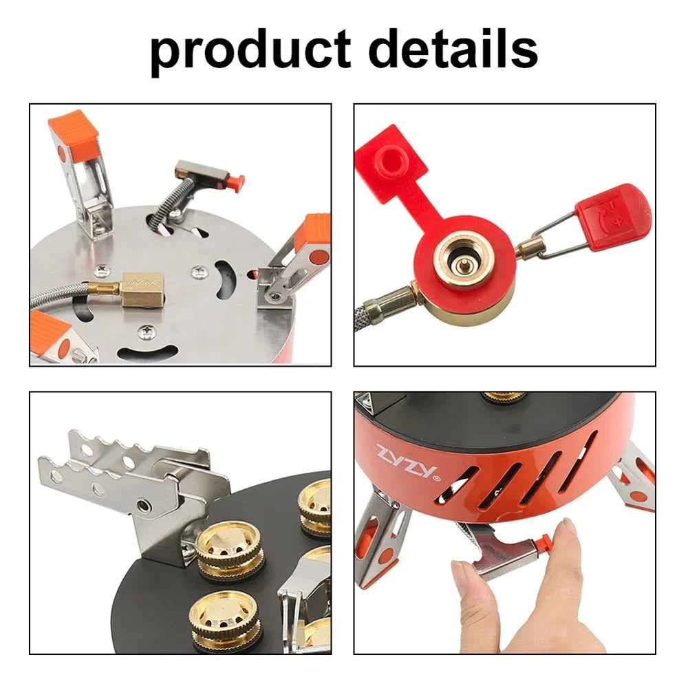 7-Core Camping Stove, Windproof and High-Power Gases Stove - Outdoor Furnace