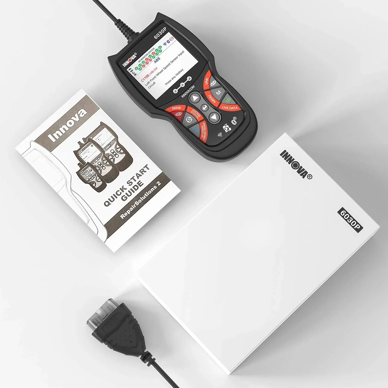 6030P OBD2 Scanner Check Engine  Code Reader Automotive Diagnostic Scan Tool 12V Battery Alternator Test Full  Modes for   Car Scanner Automotive Scanner Analyzer Turn off
