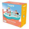 Funsicle: Shimmer Party Pool - 10ft Inflatable Lounge Pool, Teal & White, 120x110x18", Cup Holders, Comfortable Backrests, Outdoor Family Pool