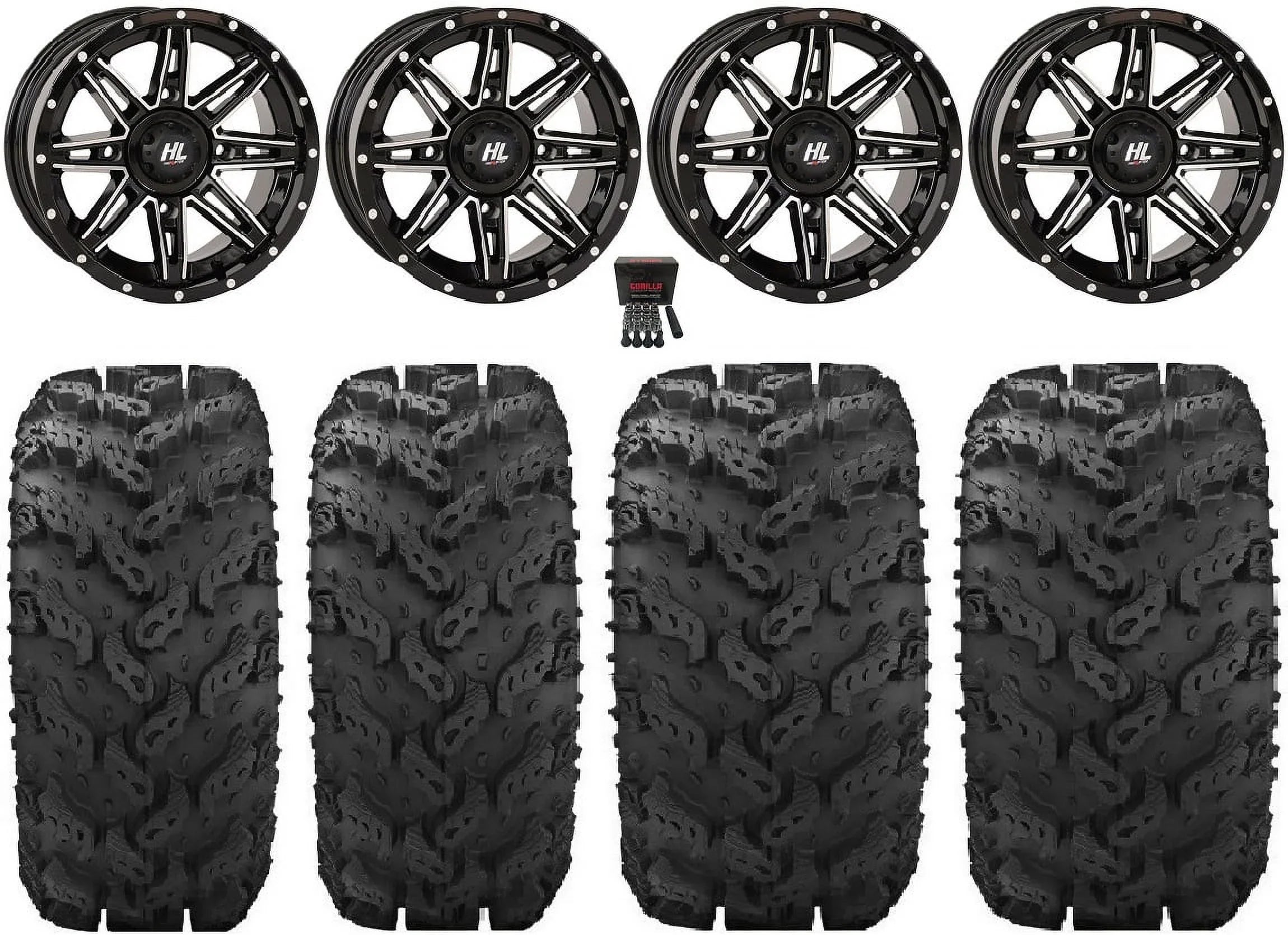High Lifter HL22 14" Wheels Machined 26" Reptile Tires Kawasaki Teryx Mule