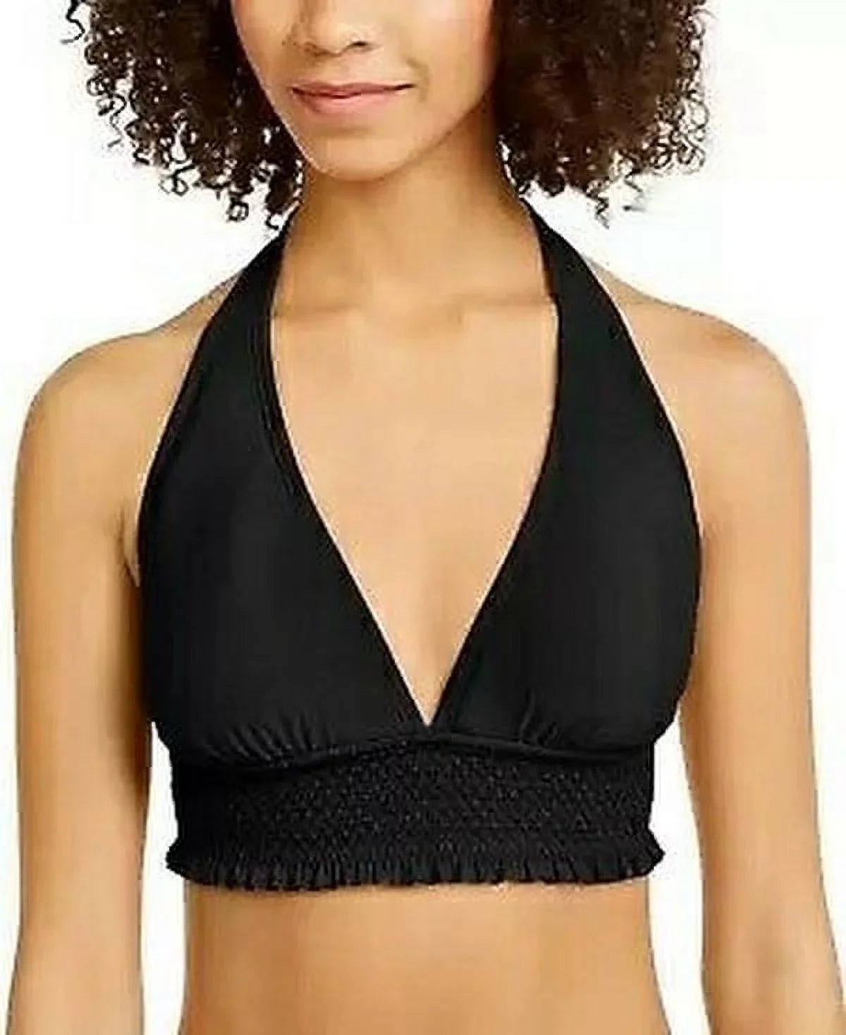 Tommy Hilfiger Smocked Halter Bikini Swim Top: S/Black