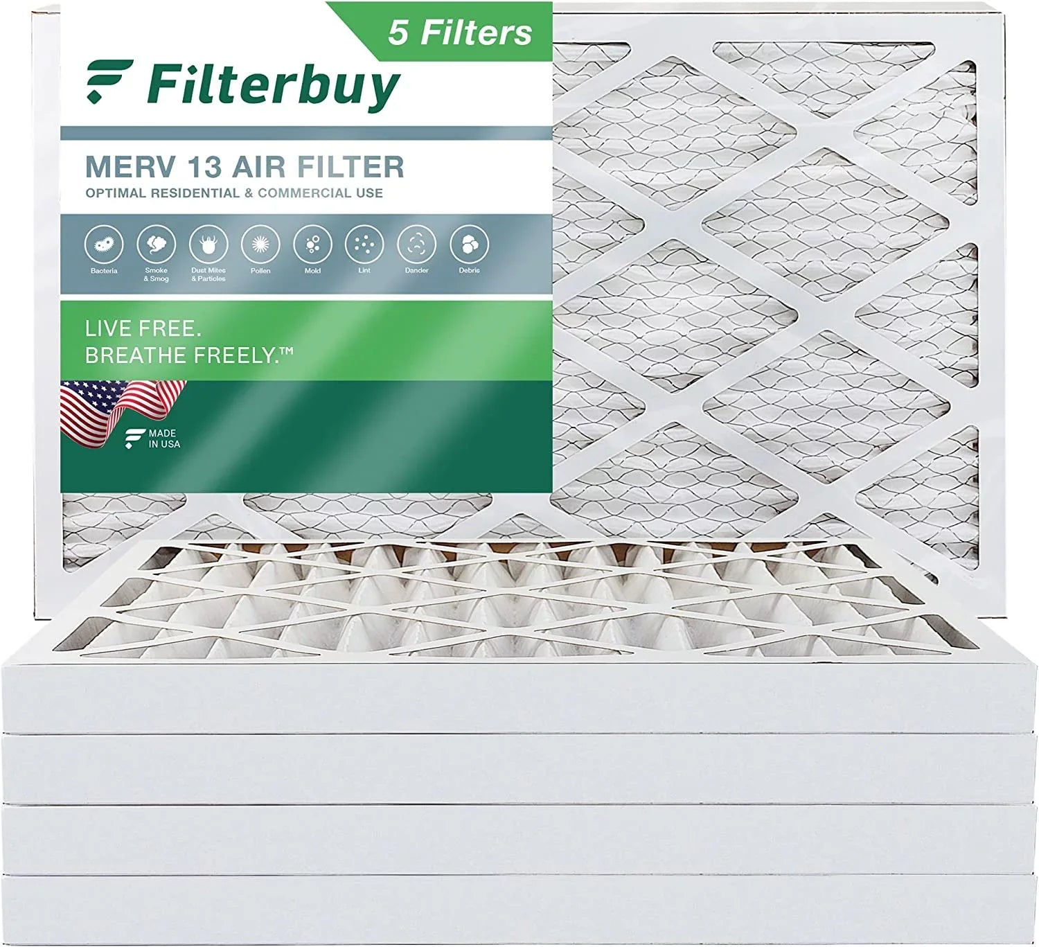 Filterbuy 8x24x2  13 Pleated   Furnace Air Filters (5-Pack)