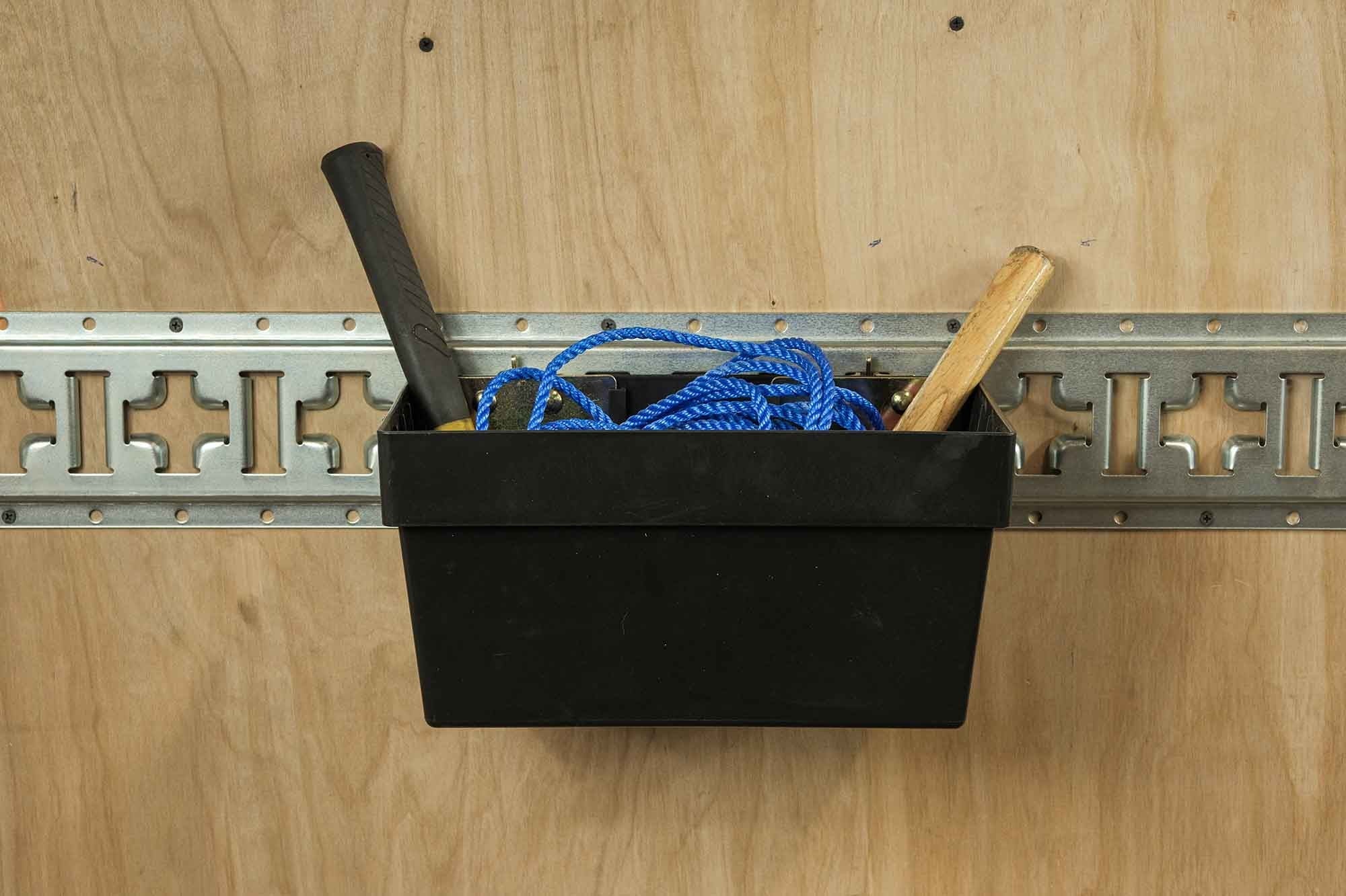 (4 Pack) Heavy Duty E-Track Storage Bin for E-Track Systems - Large E-Track Basket Organizer for Trucks, Enclosed Trailer, Garage, Vehicles - E-Track Accessories for Enclosed Trailer