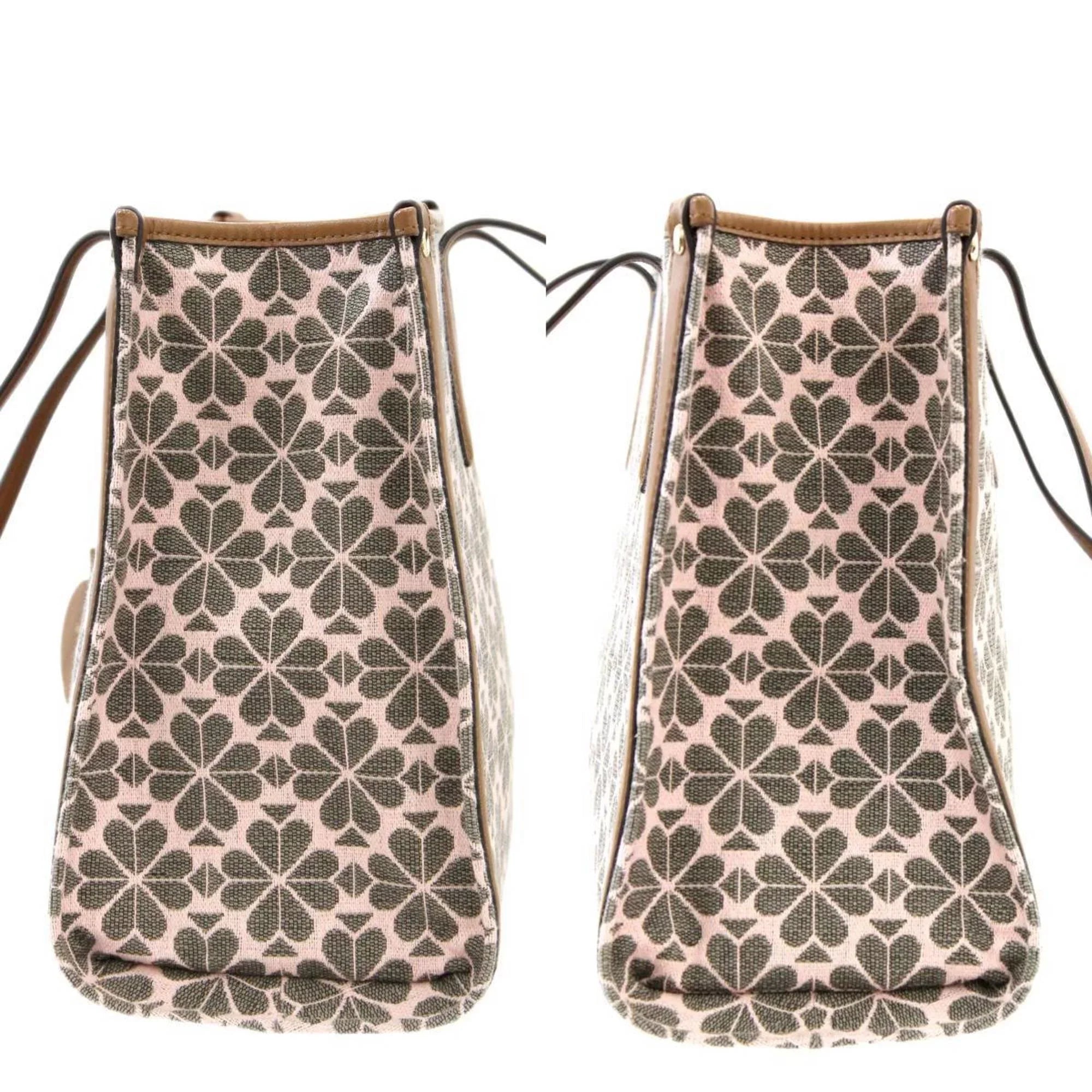 Pre-Owned Kate Spade spade flower collection tote bag shoulder jacquard leather pink x brown women's  (Good)
