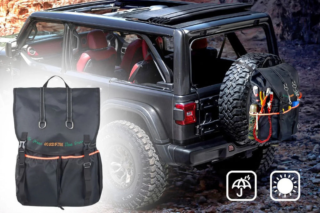 Large Capacity Tire Trash Backpack Spare Tire Tool Storage Bag  Trunk Organizer For Wrangle   Off-Road Outdoors Recovery