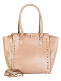 Beaute Bags Gold Studded Large Shopper Adult Women Handbag Vegan Leather (Taupe/Beige)