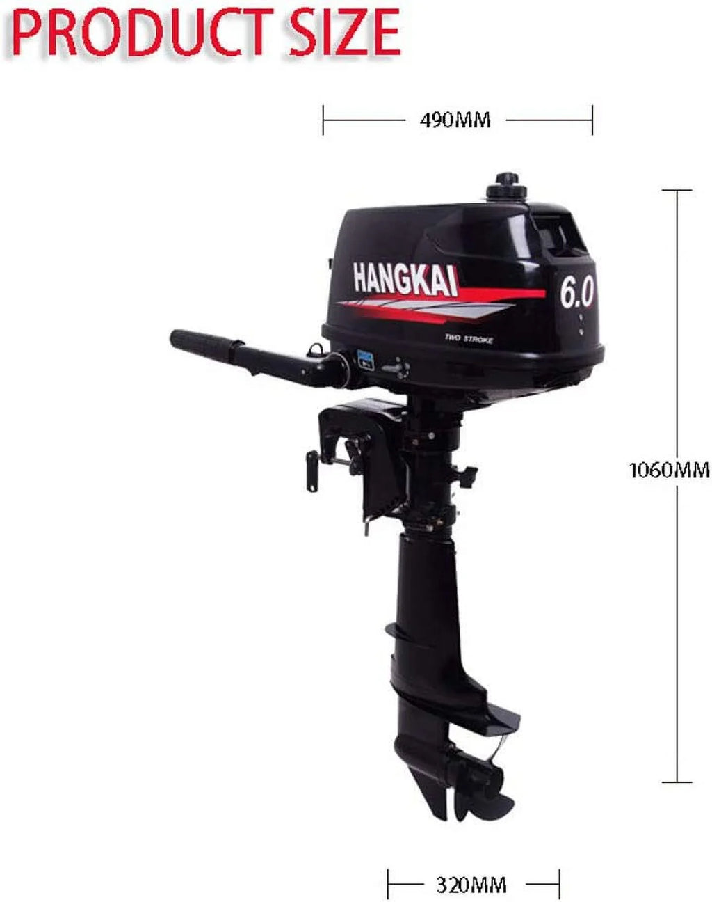 6  2-Stroke Outboard Motor Tiller Shaft Inflatable Fishing Boat Marine Engine Water Cooling  System