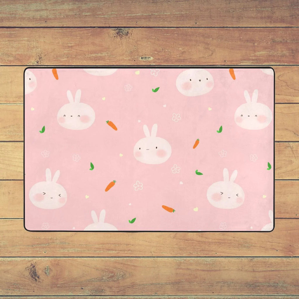 Cute Rabbit Carrot Flower Area Rugs Doormat Outdoor Entrance , Facecloth Non-slip Floor Mat Rug for Living Room Kitchen Sink Area Indoor 36"x24"