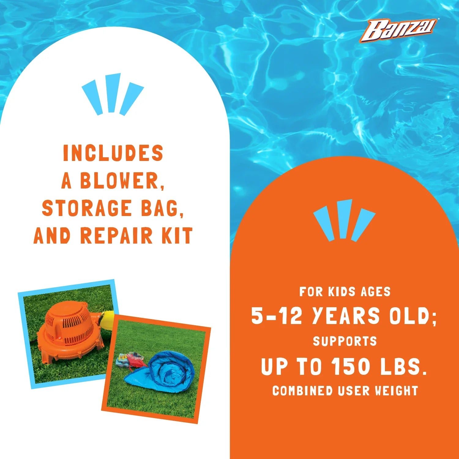 Banzai Plummet Falls Adventure Inflatable Outdoor Water Park Splash Pool