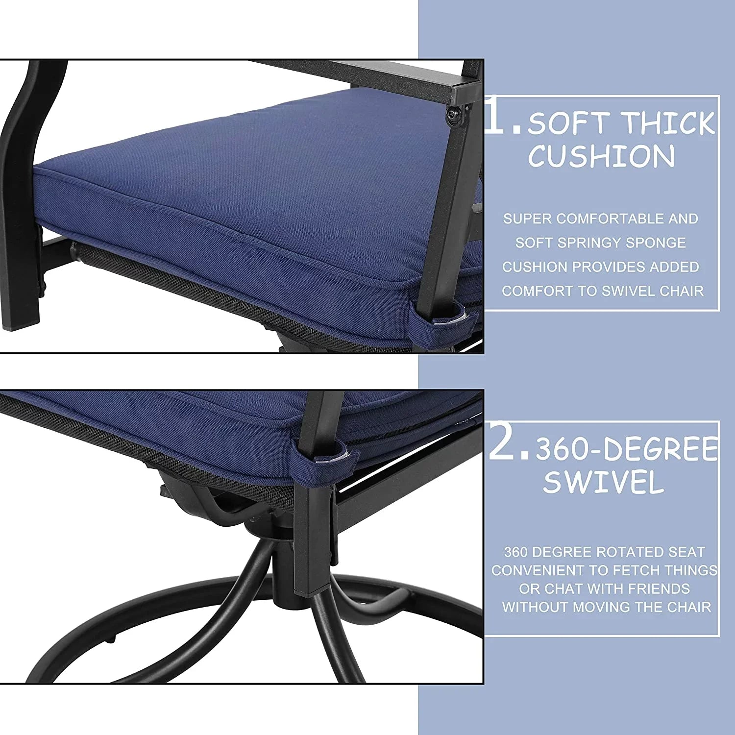 Patio Swivel Rocker Chairs Furniture Metal Outdoor Dining Chairs With Cushion Set Of 2