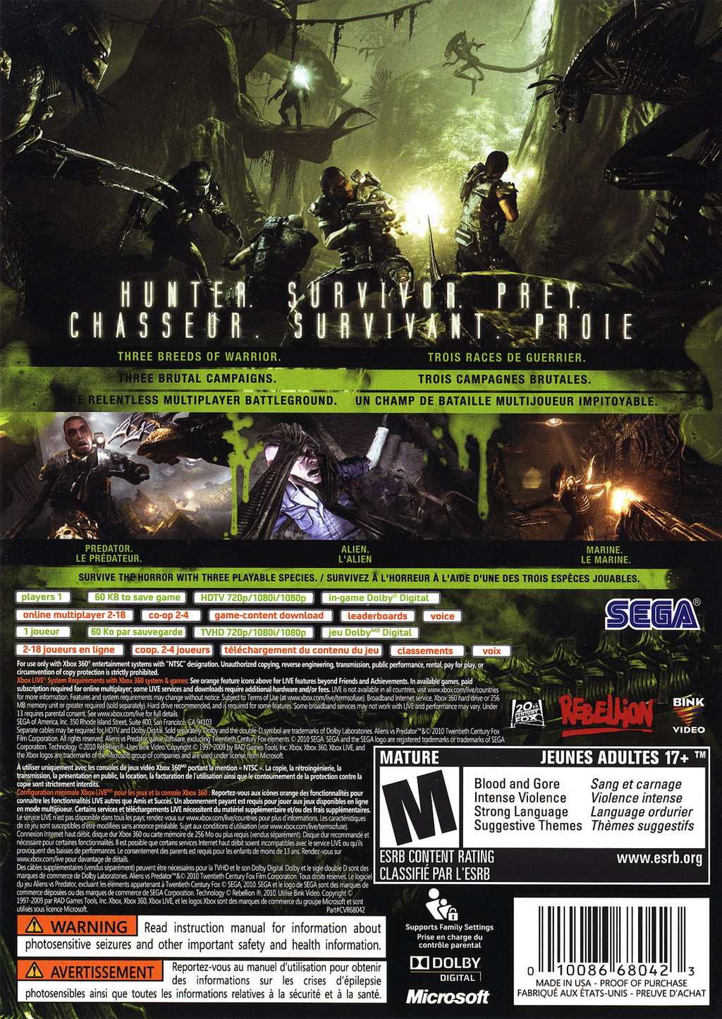 Aliens vs Predator - Xbox 360