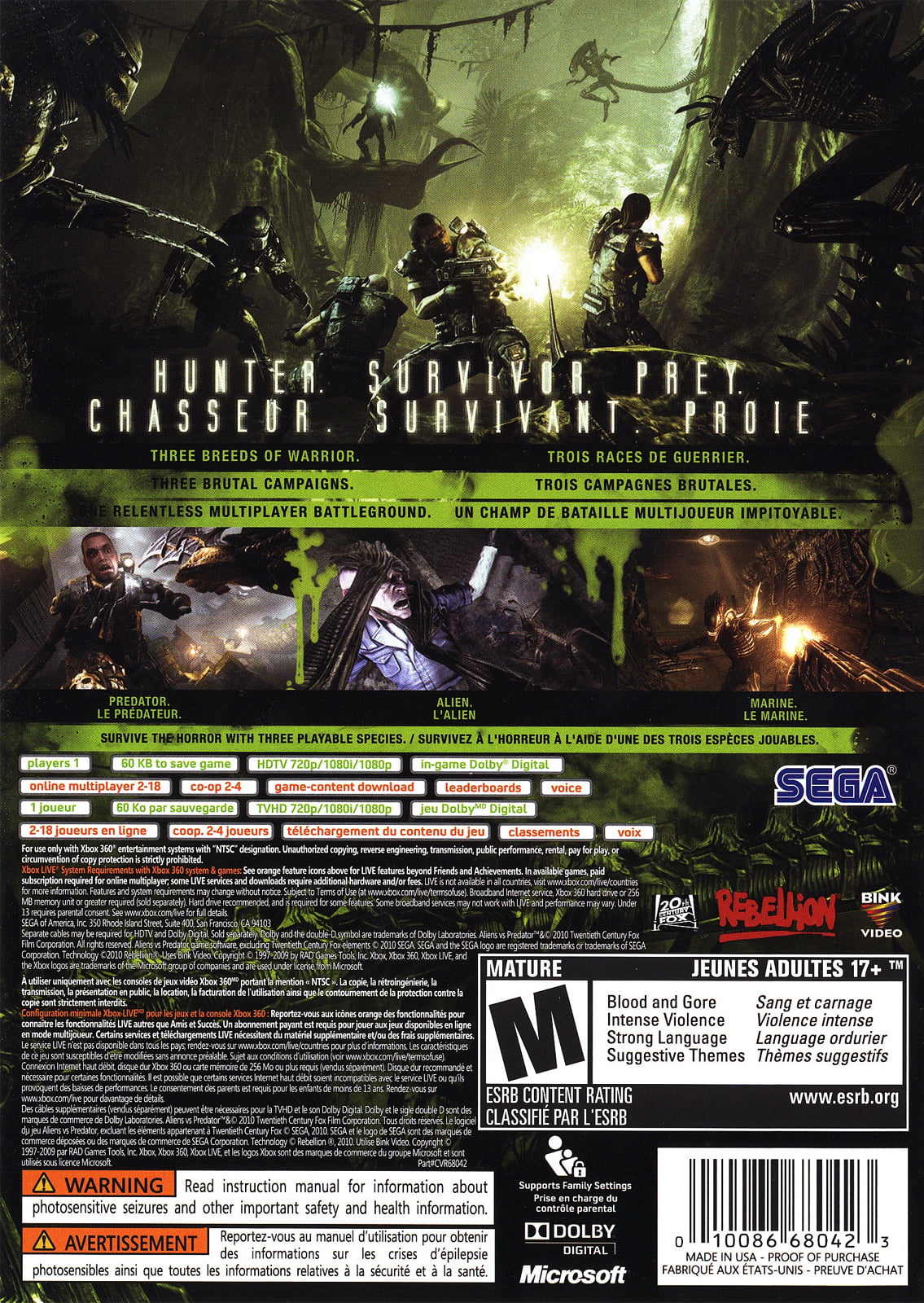 Aliens vs Predator - Xbox 360