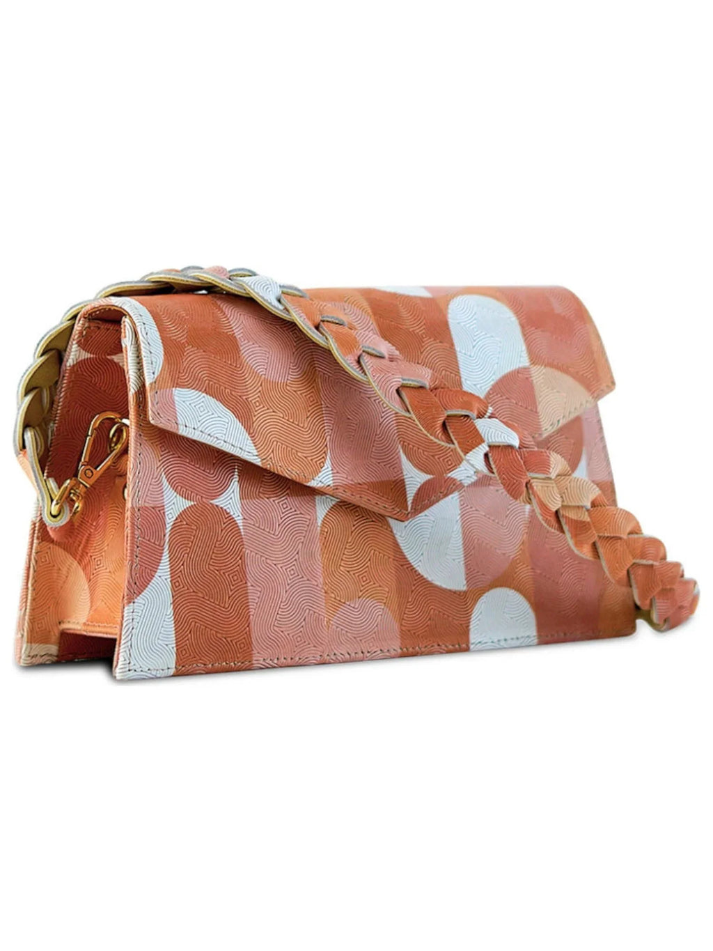 Women's Beige Neutral Picasso Zaya Leather Patterned Single Strap Handbag Purse