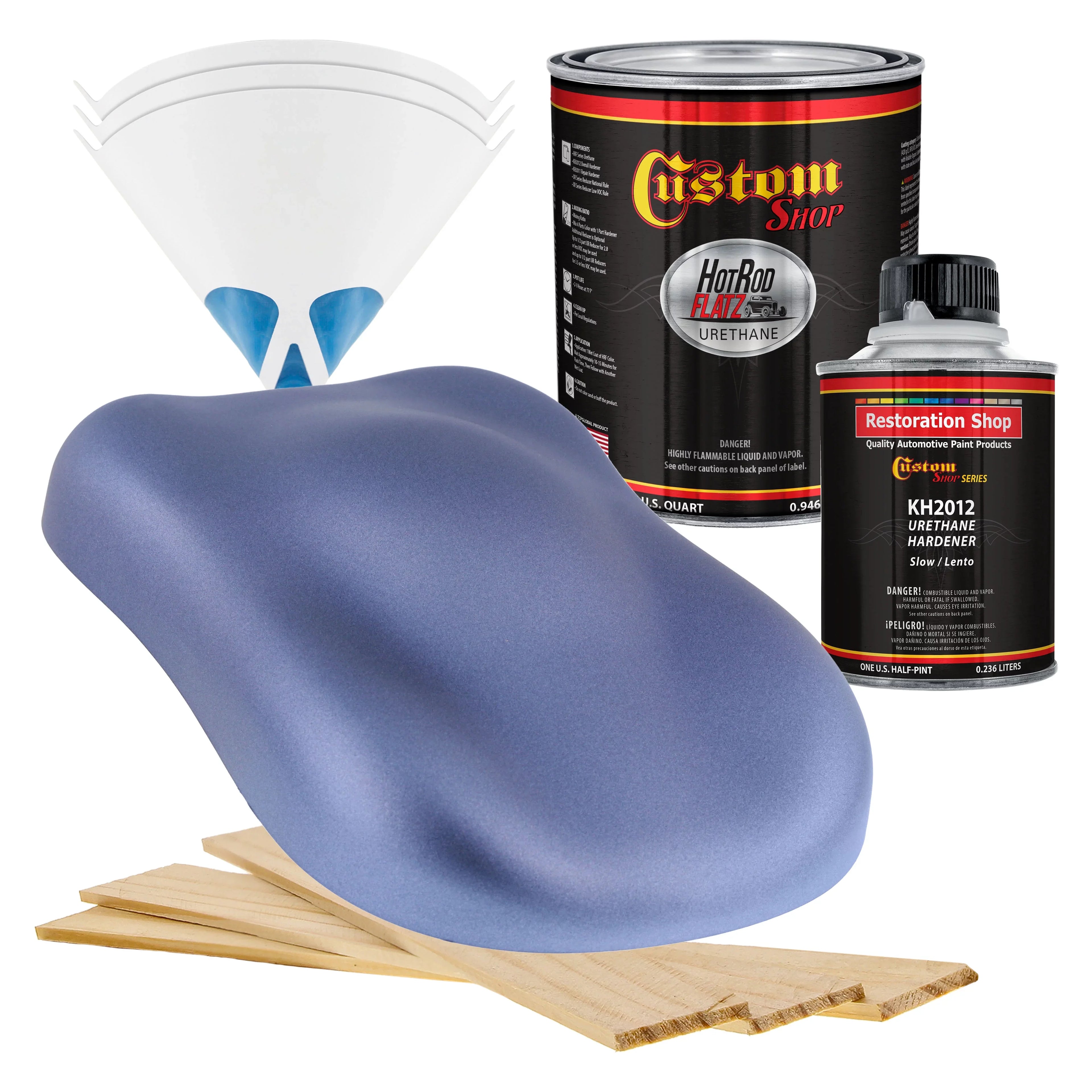 Custom Shop - Astro Blue Metallic - Hot Rod Flatz Flat Matte Satin Urethane Auto Paint - Complete Quart Paint Kit - Professional Low Sheen Automotive, Car Truck Coating, 4:1 Mix Ratio