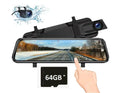 10” Mirror Dash Cam 1080P Touchscreen Dual Lens Front & Rear-View Night Vision 170° Wide Angle, Loop Recording G-Sensor, Parking Monitoring Camera (64   Card included)