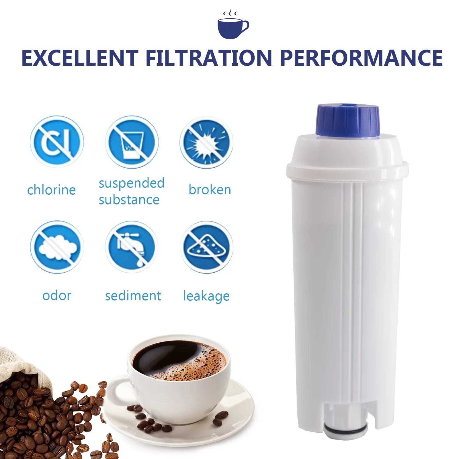 4Pcs Coffee Replacement Filter Cartridge Replacement Filter Coffee Filter Compatible with Delonghi  C002 Maker Machine Coffee Machine Accessory Filter for Coffee Maker