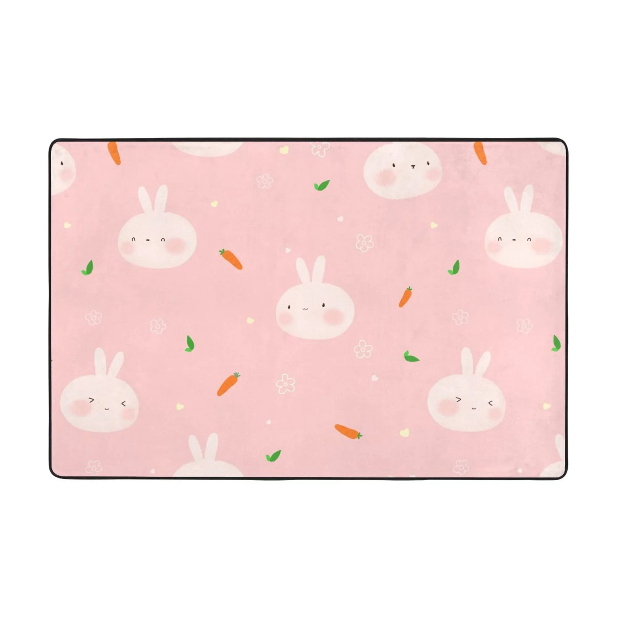 Cute Rabbit Carrot Flower Area Rugs Doormat Outdoor Entrance , Facecloth Non-slip Floor Mat Rug for Living Room Kitchen Sink Area Indoor 36"x24"