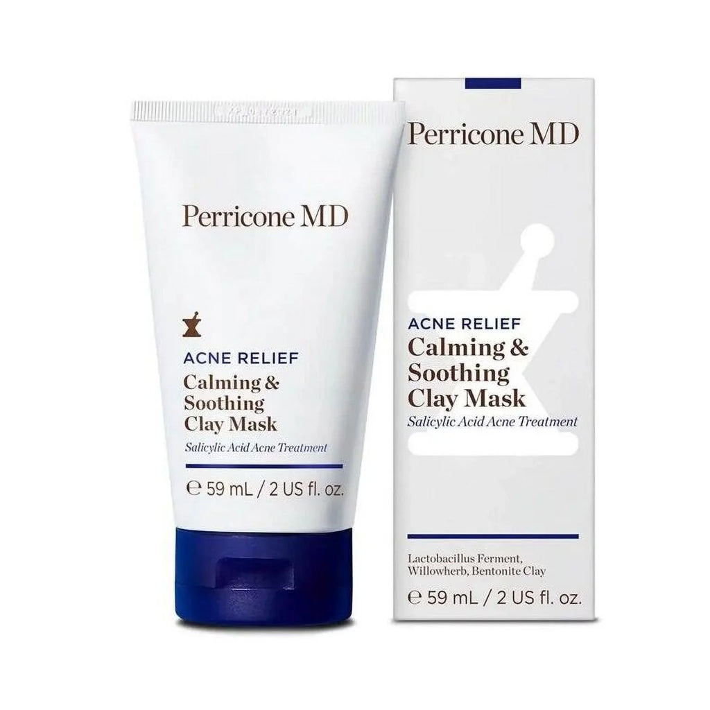 Perricon  Acne Relief Calming & Soothing Clay Mask 2 oz +10pc Eleganceinlife Cotton Round  Makeup Remover Pack of 1