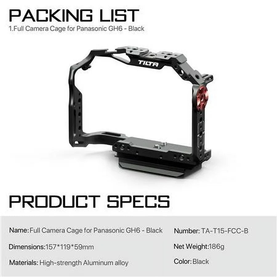 Full Camera Cage for Panasonic Lumix GH6, Black