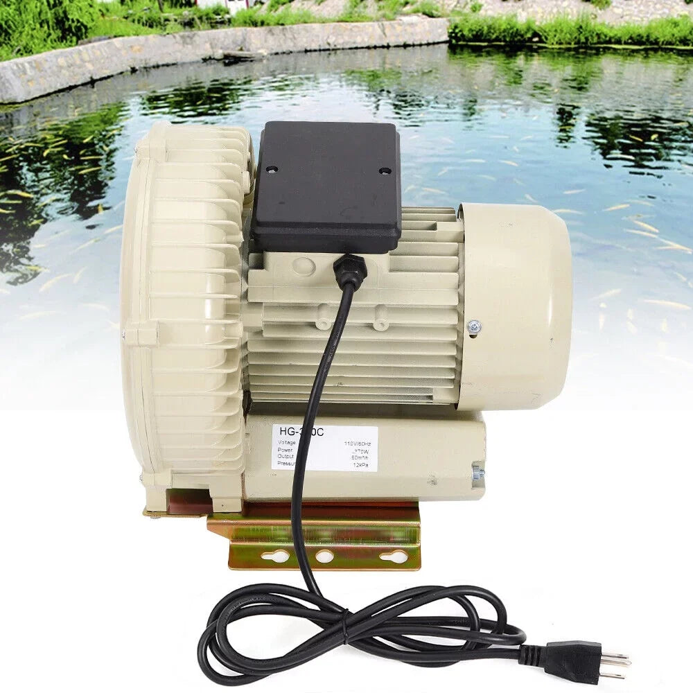 Miumaeov 110V 370W Industrial Air Pump Blower Aquarium Hydroponics Aquaculture Fish Pond High Pressure Air Blower