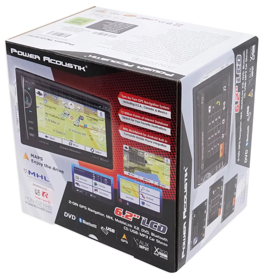 Power Acoustik -621HB 6.2" Incite Double- In-Dash  Navigation  Touchscreen  Receiver with Bluetooth and  Mobilelink X2