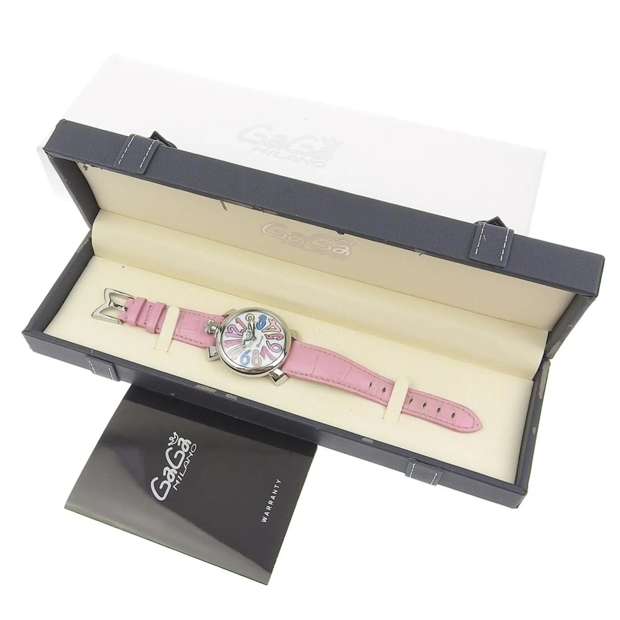 Pre-Owned Gaga Milano Manuale Watch 5020 Stainless Steel Quartz Analog Display White Dial Men's I220823012 (Good)