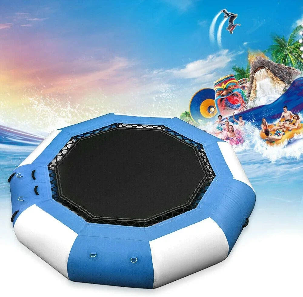 Miumaeov 17Ft Inflatable Water Trampoline Bouncer Jump Float Swimming Pool Beach Ring Platform Jump Floated 400kg/ 880lb