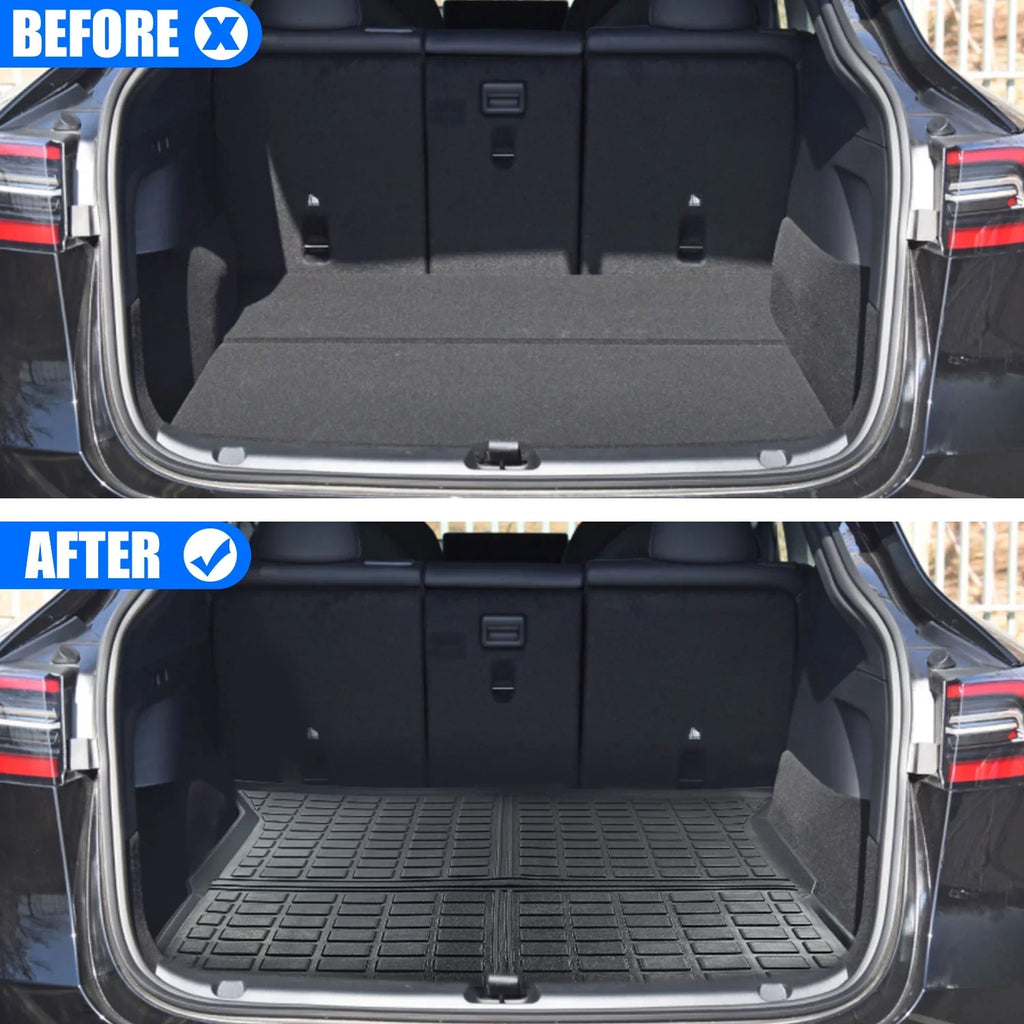 Cargo Liner Fit 2020 Tesla Model Y 7-Seat All Weather Rear Trunk Cover Cargo Tray Floor Mat for Tesla Model Y 2020  Accessory , Black