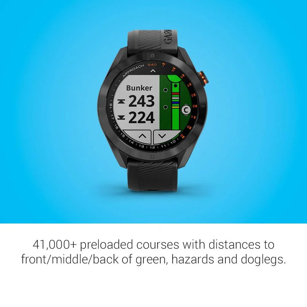 Garmin Approach S40, Stylish  Golf Smartwatch, Lightweight with Touchscreen Display, Black
