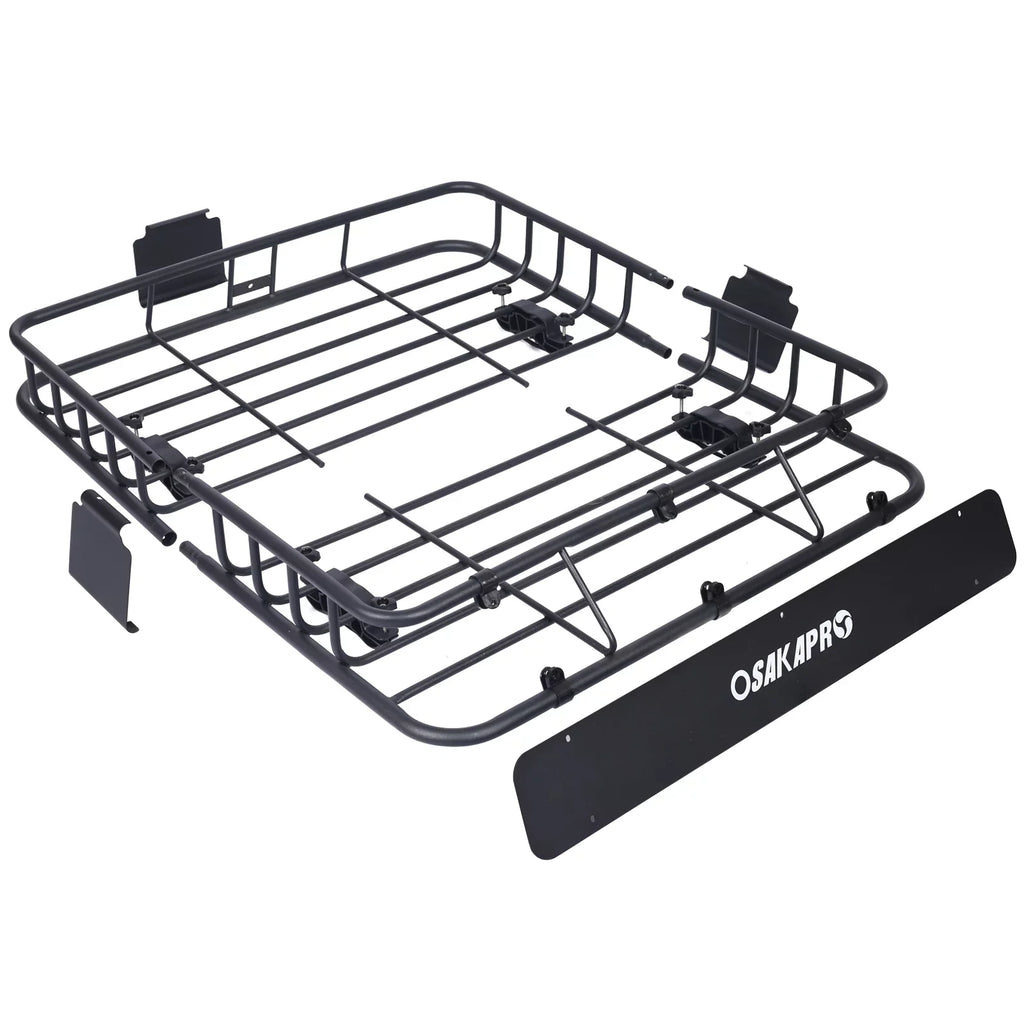 Universal Fit Black Steel Top Mount Roof Rack 43" Heavy-Duty Steel Weatherproof - Rooftop Cargo Carrier Basket